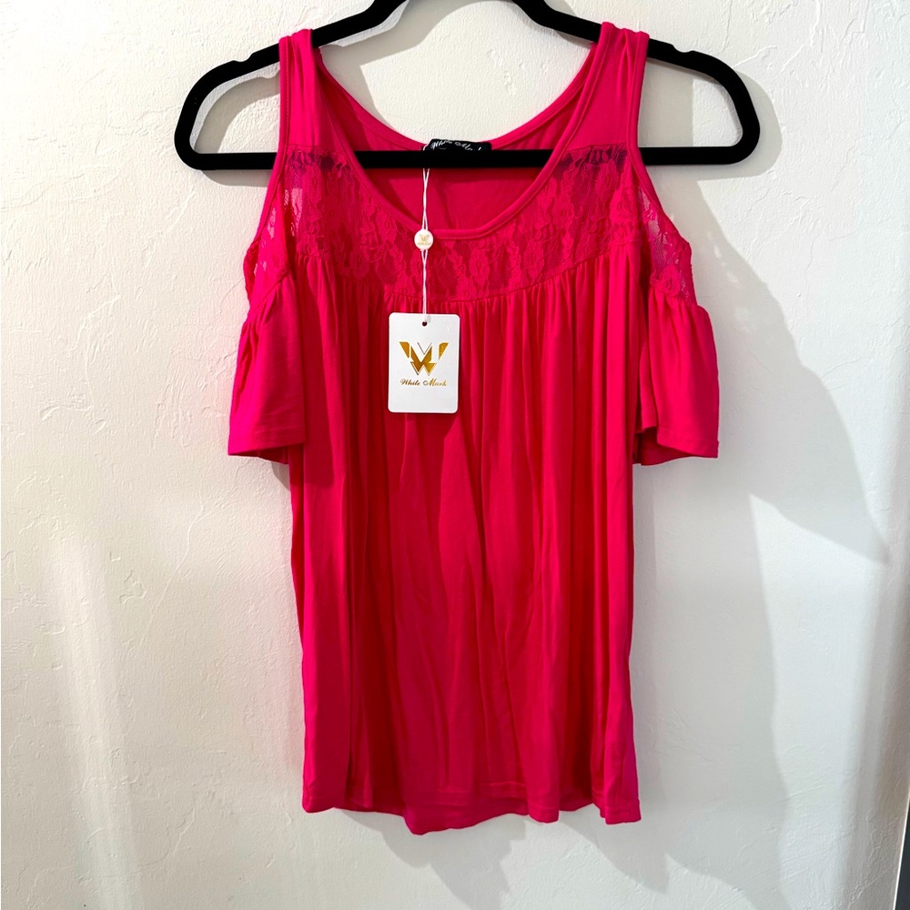 Pink shirt with open shoulders, size medium